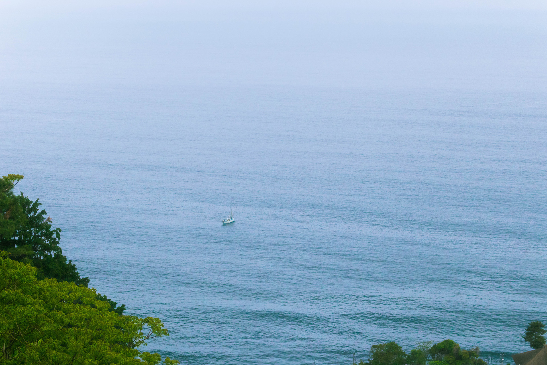 Small boat in the sea.